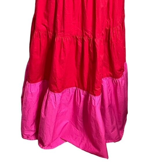 Milly Nicola Colorblock Maxi Dress Pink Orange Women’s Size 4 Cotton Poplin - Picture 9 of 15